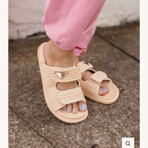 Our Natural Raffia Slides Size 10 New Never worn Size 10